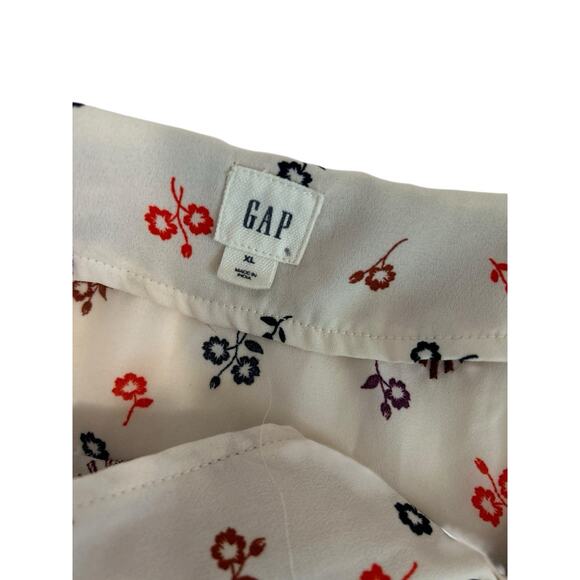 GAP Womens Boho Semi Sheer Floral Top Embroidered Blouse Ivory Peasant Fall - Picture 8 of 8